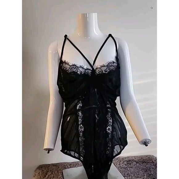 4xl Sexy One Piece Lace Teddy Bodycon Black Eyelash Sheer - Picture 4 of 6